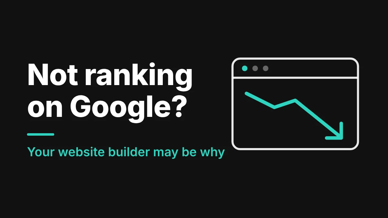 Why Your Wix, GoDaddy or Squarespace Cleaning Website Isn't Ranking (and What to Do) Dark graphic asking why a cleaning company website built on a website builder is not ranking on Google