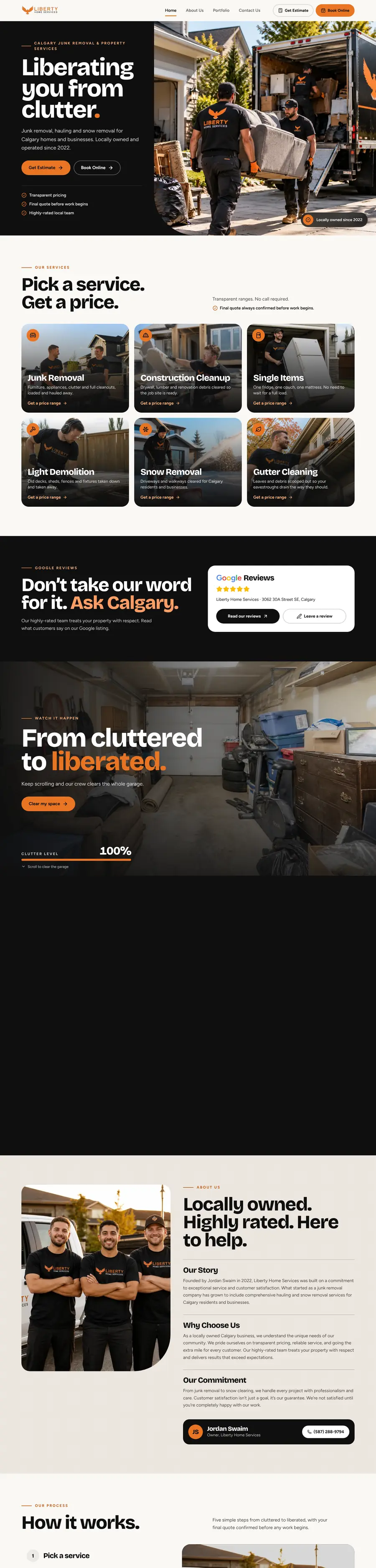 Cleaning company website design Calgary: homepage design for Liberty Home Services