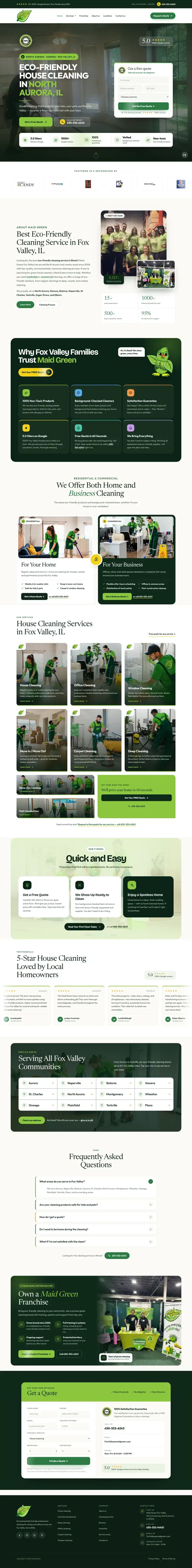 Cleaning company website design Calgary: Maid Green Cleaning company website design Calgary: homepage design for Maid Green
